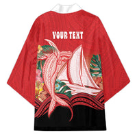 Vavau Sailing Festival Tonga Personalised Kimono Humpback Whale Sailboat Tropical Vibes LT14 - Polynesian Pride