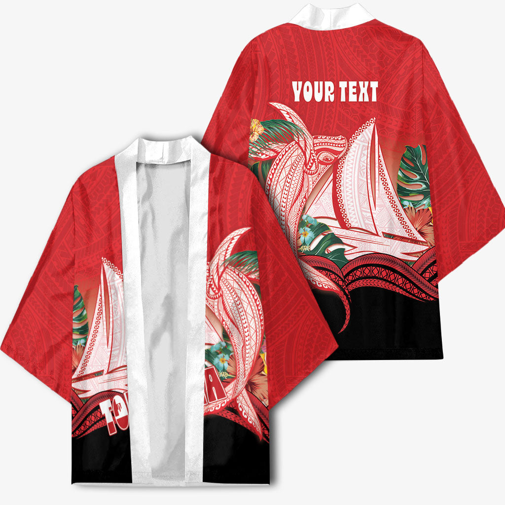 Vavau Sailing Festival Tonga Personalised Kimono Humpback Whale Sailboat Tropical Vibes LT14 - Polynesian Pride