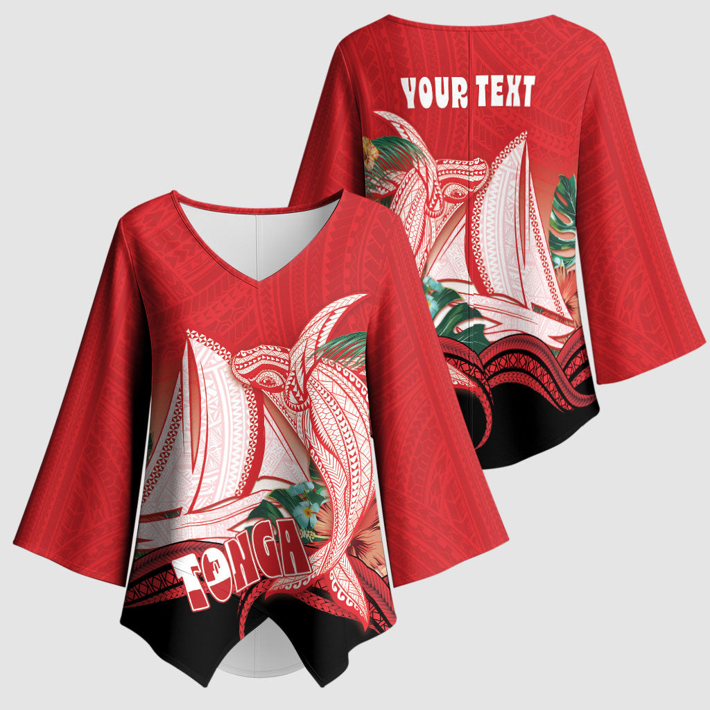Vavau Sailing Festival Tonga Personalised Kimono Sleeve Blouse Humpback Whale Sailboat Tropical Vibes LT14 - Polynesian Pride