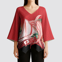 Vavau Sailing Festival Tonga Personalised Kimono Sleeve Blouse Humpback Whale Sailboat Tropical Vibes LT14 - Polynesian Pride