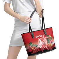 Vavau Sailing Festival Tonga Personalised Leather Tote Bag Humpback Whale Sailboat Tropical Vibes LT14 - Polynesian Pride