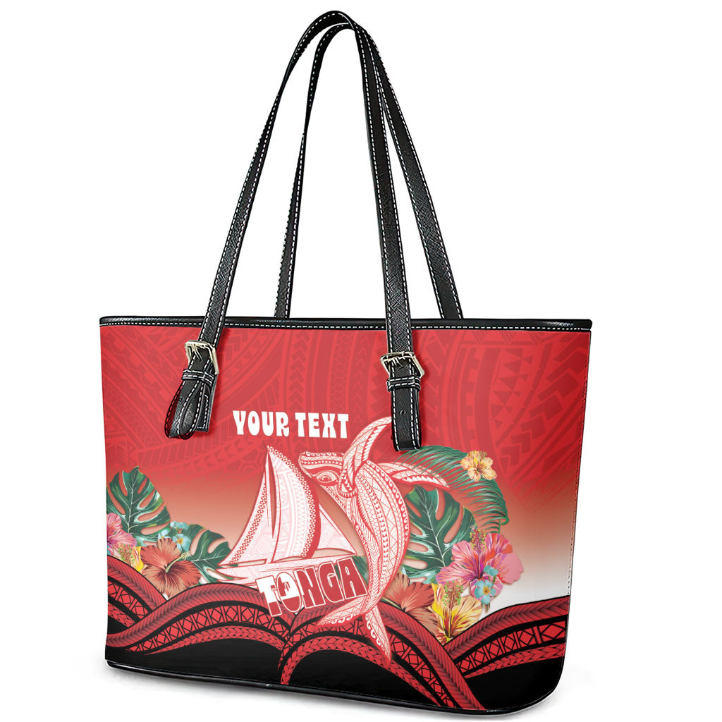 Vavau Sailing Festival Tonga Personalised Leather Tote Bag Humpback Whale Sailboat Tropical Vibes LT14 - Polynesian Pride