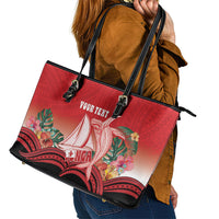 Vavau Sailing Festival Tonga Personalised Leather Tote Bag Humpback Whale Sailboat Tropical Vibes LT14 - Polynesian Pride