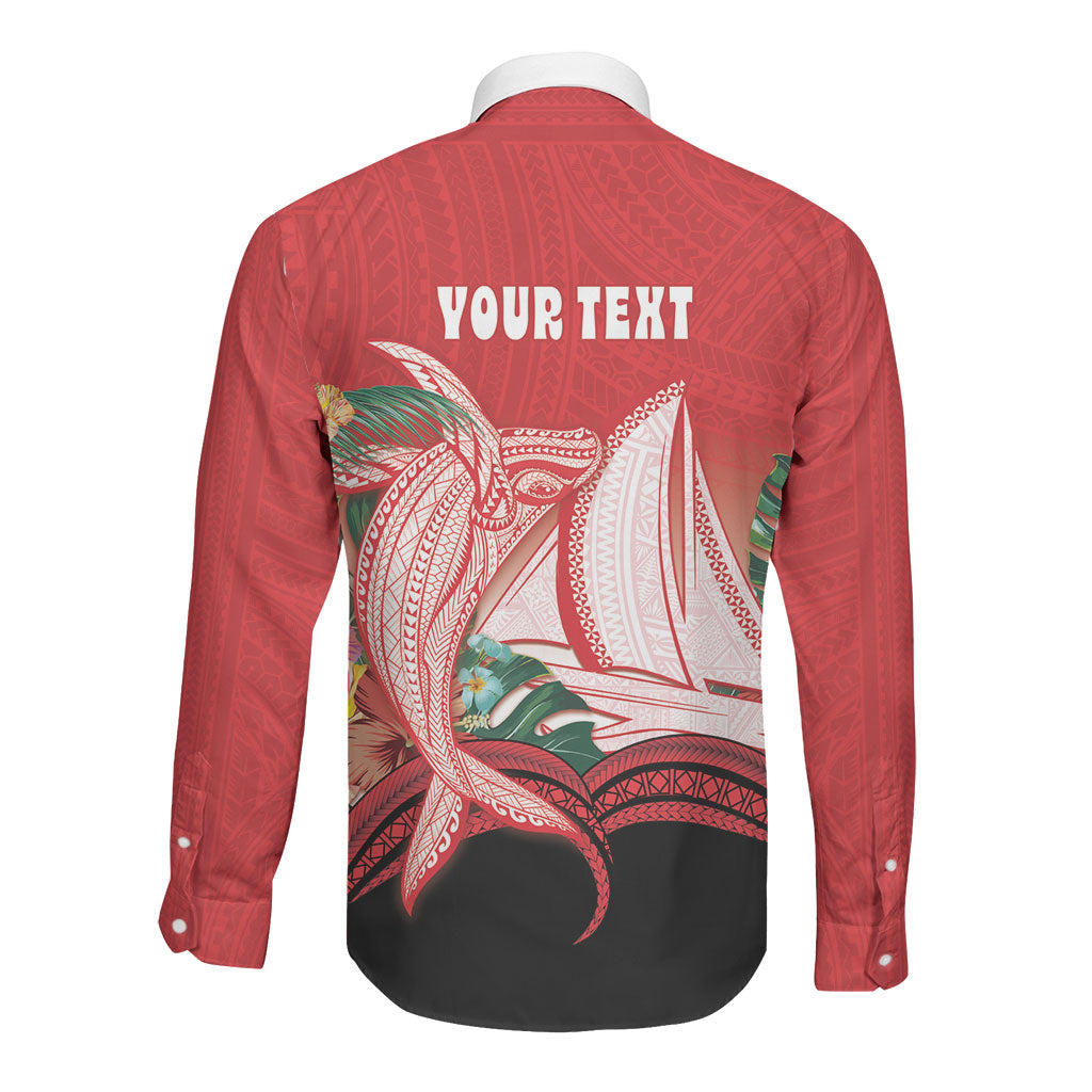 Vavau Sailing Festival Tonga Personalised Long Sleeve Button Shirt Humpback Whale Sailboat Tropical Vibes LT14 - Polynesian Pride