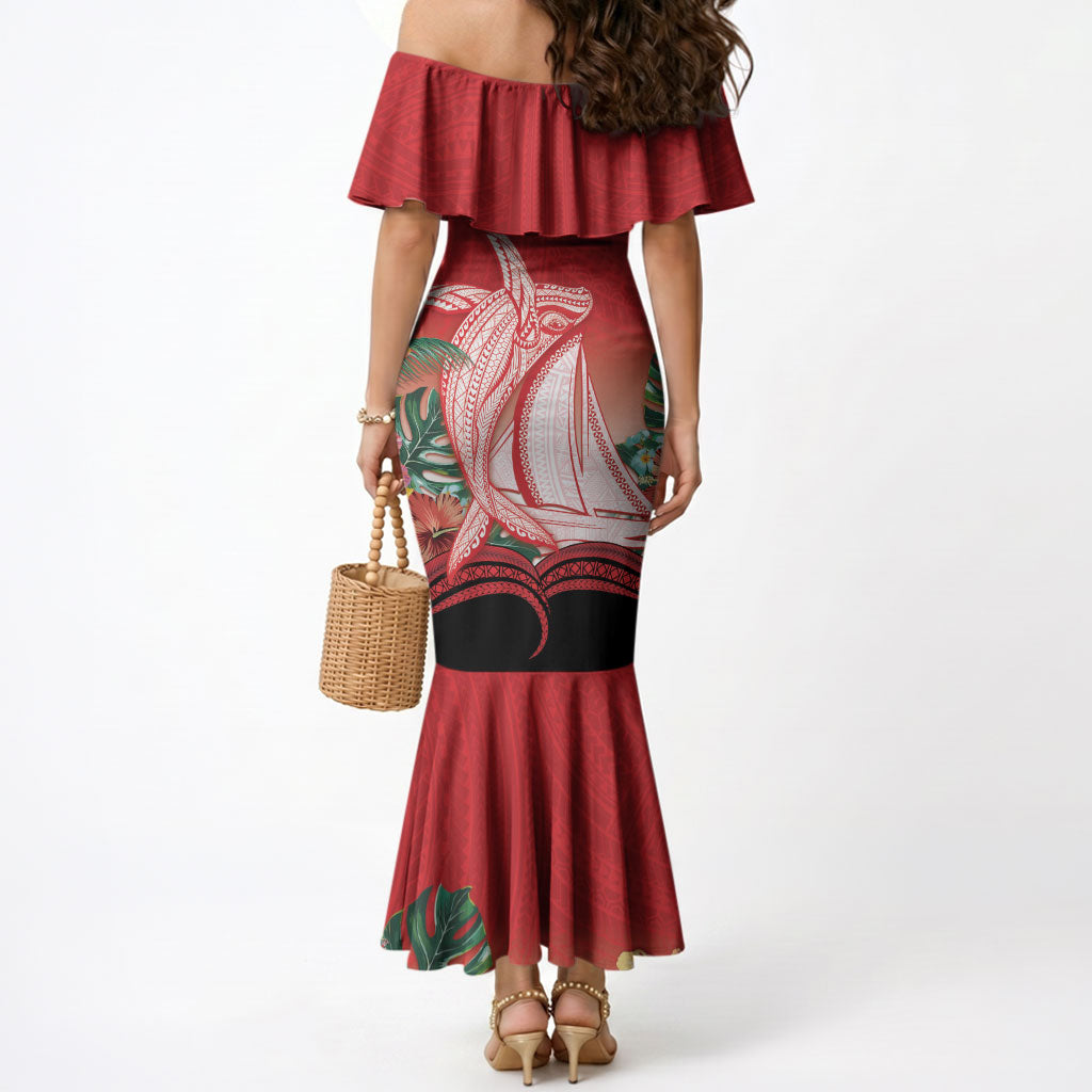 Vavau Sailing Festival Tonga Personalised Mermaid Dress Humpback Whale Sailboat Tropical Vibes LT14 - Polynesian Pride