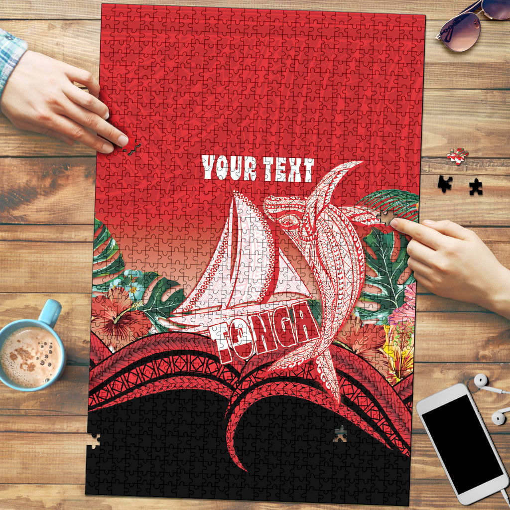 Vavau Sailing Festival Tonga Personalised Puzzle Humpback Whale Sailboat Tropical Vibes LT14 Red - Polynesian Pride