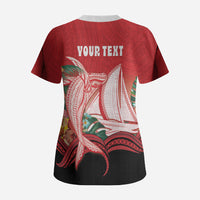 Vavau Sailing Festival Tonga Personalised Scrub Top Humpback Whale Sailboat Tropical Vibes LT14 - Polynesian Pride