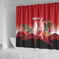 Vavau Sailing Festival Tonga Personalised Shower Curtain Humpback Whale Sailboat Tropical Vibes LT14 - Polynesian Pride