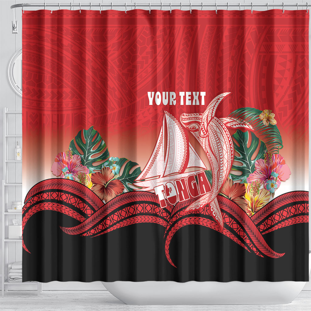 Vavau Sailing Festival Tonga Personalised Shower Curtain Humpback Whale Sailboat Tropical Vibes LT14 - Polynesian Pride