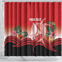 Vavau Sailing Festival Tonga Personalised Shower Curtain Humpback Whale Sailboat Tropical Vibes LT14 - Polynesian Pride
