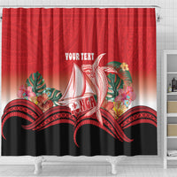 Vavau Sailing Festival Tonga Personalised Shower Curtain Humpback Whale Sailboat Tropical Vibes LT14 - Polynesian Pride