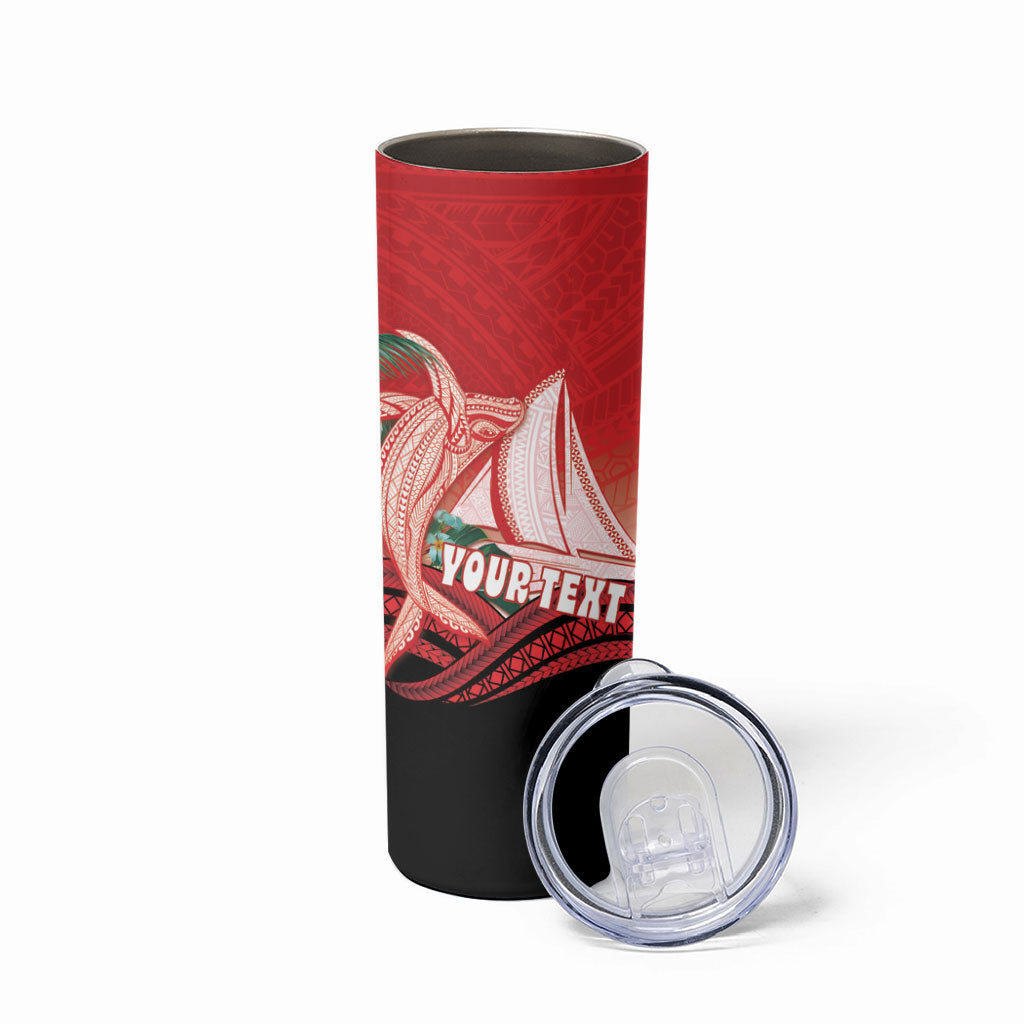 Vavau Sailing Festival Tonga Personalised Skinny Tumbler Humpback Whale Sailboat Tropical Vibes LT14 - Polynesian Pride
