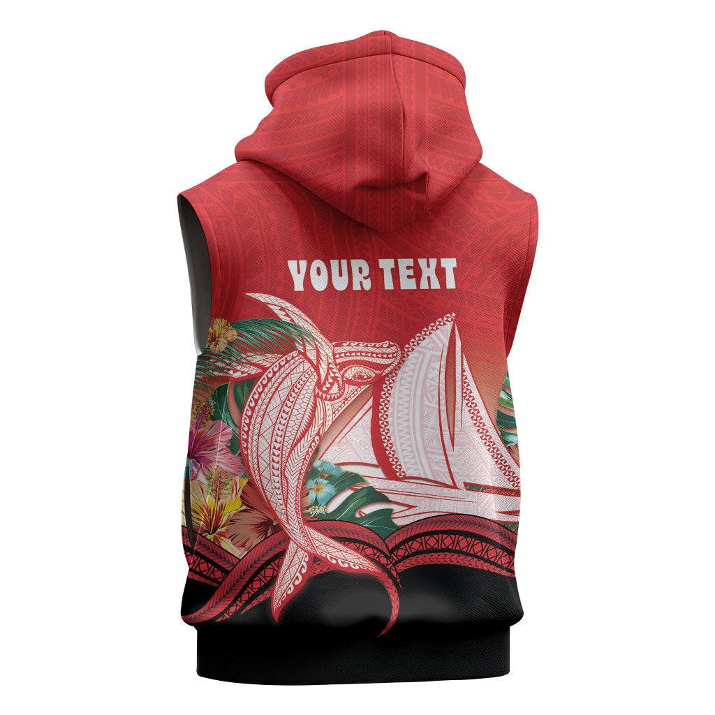 Vavau Sailing Festival Tonga Personalised Sleeveless Hoodie Humpback Whale Sailboat Tropical Vibes LT14 - Polynesian Pride