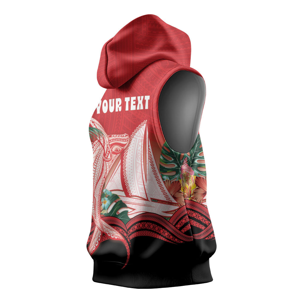 Vavau Sailing Festival Tonga Personalised Sleeveless Hoodie Humpback Whale Sailboat Tropical Vibes LT14 - Polynesian Pride