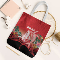 Vavau Sailing Festival Tonga Personalised Tote Bag Humpback Whale Sailboat Tropical Vibes LT14 White Strap One Size Red - Polynesian Pride