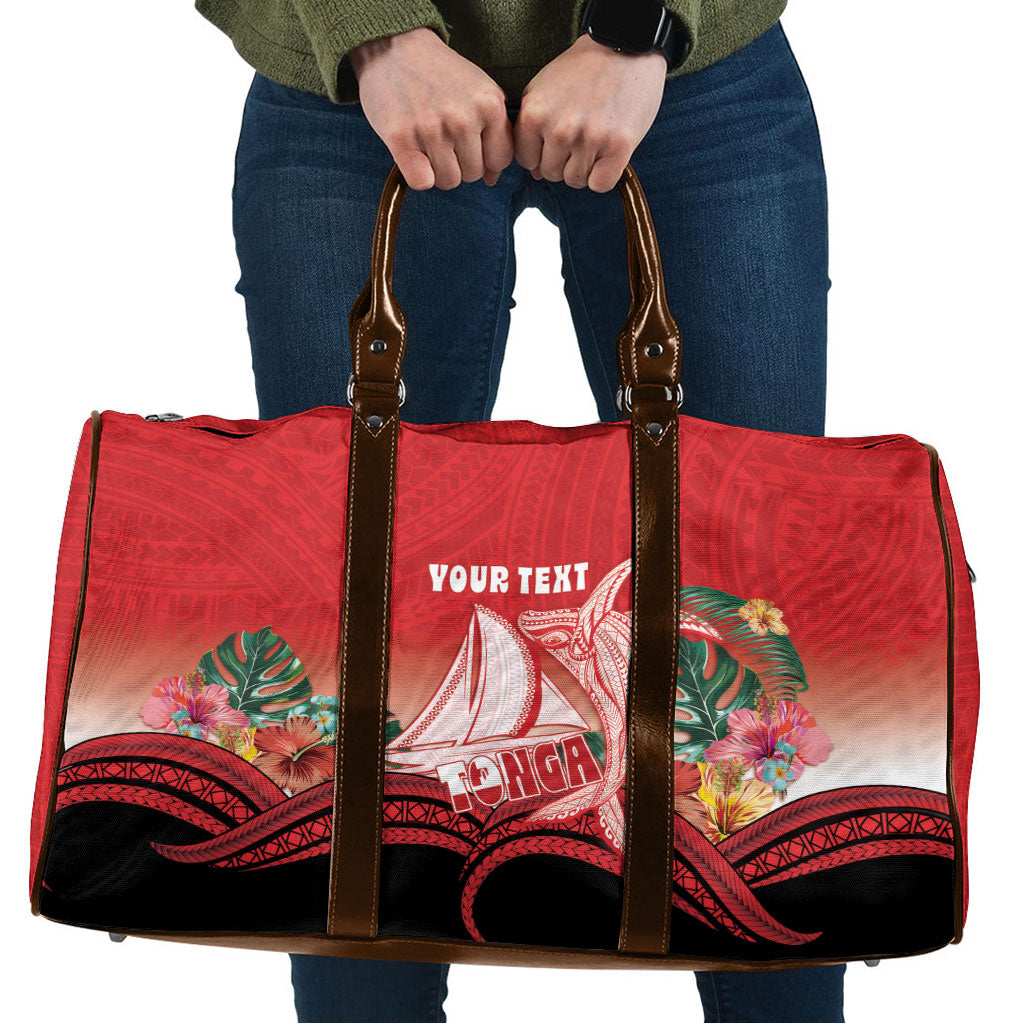 Vavau Sailing Festival Tonga Personalised Travel Bag Humpback Whale Sailboat Tropical Vibes LT14 Red - Polynesian Pride