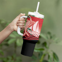 Vavau Sailing Festival Tonga Personalised Tumbler With Handle Humpback Whale Sailboat Tropical Vibes LT14 - Polynesian Pride