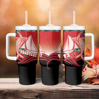 Vavau Sailing Festival Tonga Personalised Tumbler With Handle Humpback Whale Sailboat Tropical Vibes LT14 - Polynesian Pride