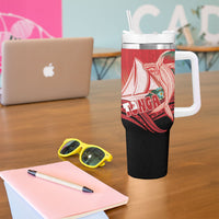 Vavau Sailing Festival Tonga Personalised Tumbler With Handle Humpback Whale Sailboat Tropical Vibes LT14 - Polynesian Pride