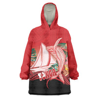 Vavau Sailing Festival Tonga Personalised Wearable Blanket Hoodie Humpback Whale Sailboat Tropical Vibes LT14 One Size Red - Polynesian Pride