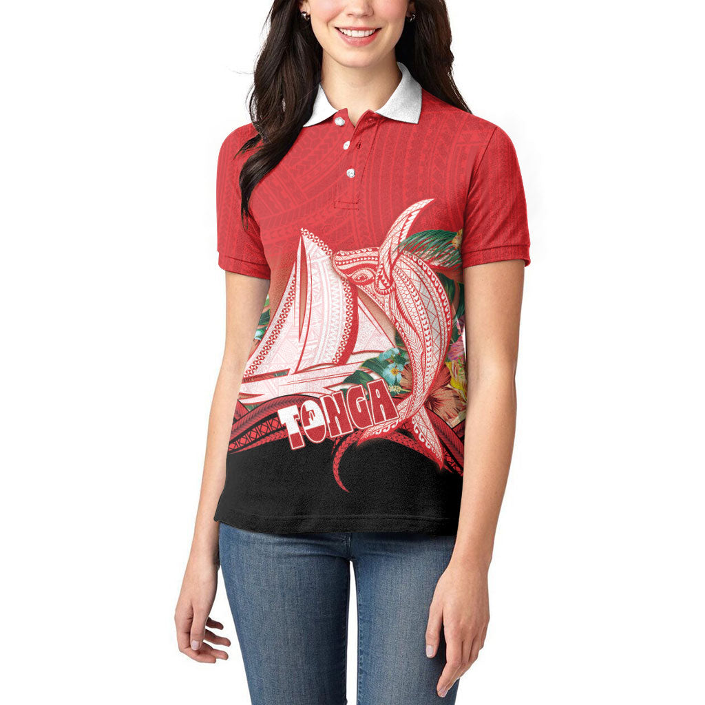 Vavau Sailing Festival Tonga Personalised Women Polo Shirt Humpback Whale Sailboat Tropical Vibes LT14 - Polynesian Pride