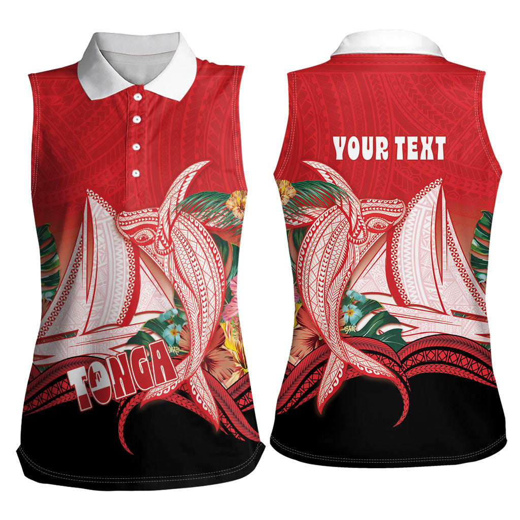 Vavau Sailing Festival Tonga Personalised Women Sleeveless Polo Shirt Humpback Whale Sailboat Tropical Vibes LT14 - Polynesian Pride