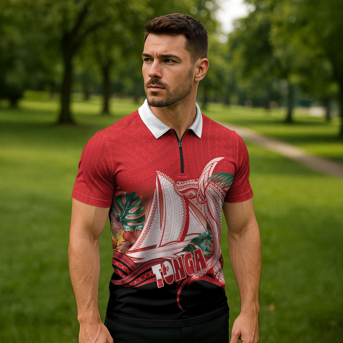 Vavau Sailing Festival Tonga Personalised Zipper Polo Shirt Humpback Whale Sailboat Tropical Vibes LT14 - Polynesian Pride