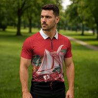 Vavau Sailing Festival Tonga Personalised Zipper Polo Shirt Humpback Whale Sailboat Tropical Vibes LT14 - Polynesian Pride