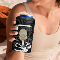 Black New Zealand Eel Can Cooler Tumbler Aotearoa Maori Tuna With Kotiate Weapon