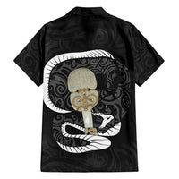 Black New Zealand Eel Family Matching Tank Maxi Dress and Hawaiian Shirt Aotearoa Maori Tuna With Kotiate Weapon