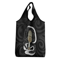 Black New Zealand Eel Grocery Bag Aotearoa Maori Tuna With Kotiate Weapon