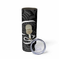 Black New Zealand Eel Skinny Tumbler Aotearoa Maori Tuna With Kotiate Weapon