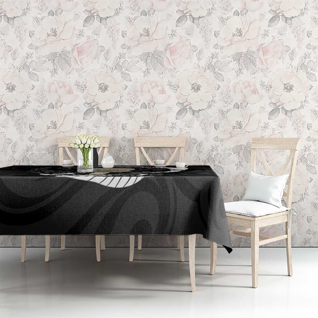 Black New Zealand Eel Tablecloth Aotearoa Maori Tuna With Kotiate Weapon