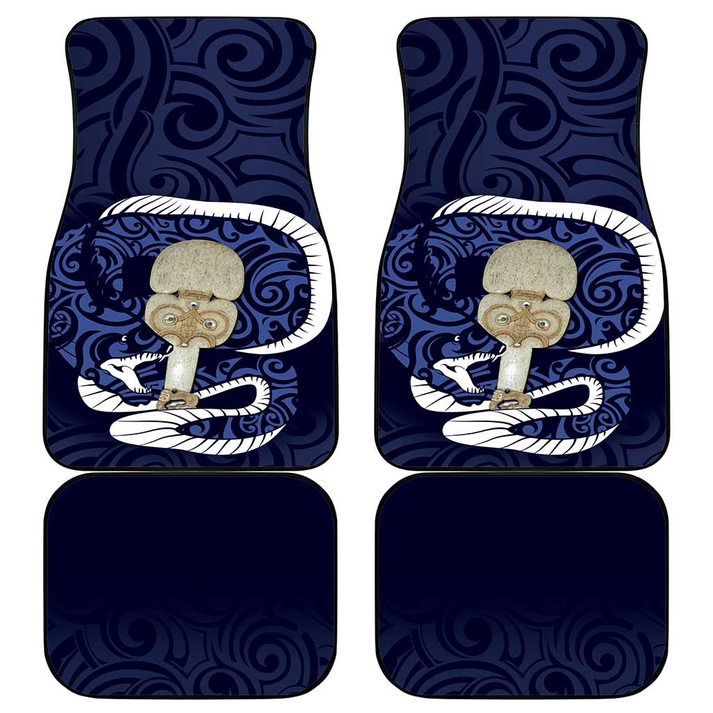 Blue New Zealand Eel Car Mats Aotearoa Maori Tuna With Kotiate Weapon