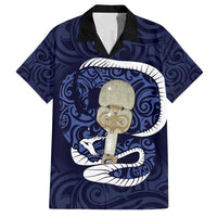 Blue New Zealand Eel Family Matching Long Sleeve Bodycon Dress and Hawaiian Shirt Aotearoa Maori Tuna With Kotiate Weapon
