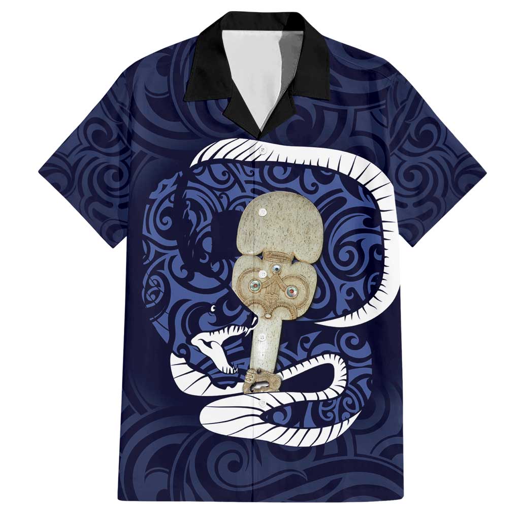 Blue New Zealand Eel Family Matching Short Sleeve Bodycon Dress and Hawaiian Shirt Aotearoa Maori Tuna With Kotiate Weapon