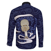 Blue New Zealand Eel Family Matching Short Sleeve Bodycon Dress and Hawaiian Shirt Aotearoa Maori Tuna With Kotiate Weapon