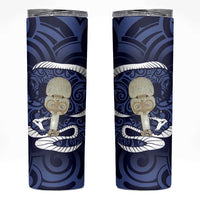 Blue New Zealand Eel Skinny Tumbler Aotearoa Maori Tuna With Kotiate Weapon
