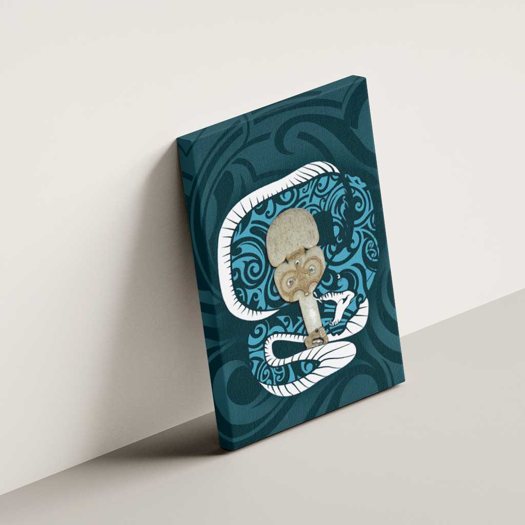 Turquoise New Zealand Eel Canvas Wall Art Aotearoa Maori Tuna With Kotiate Weapon