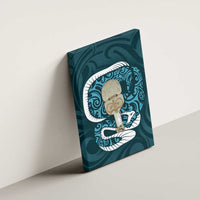 Turquoise New Zealand Eel Canvas Wall Art Aotearoa Maori Tuna With Kotiate Weapon