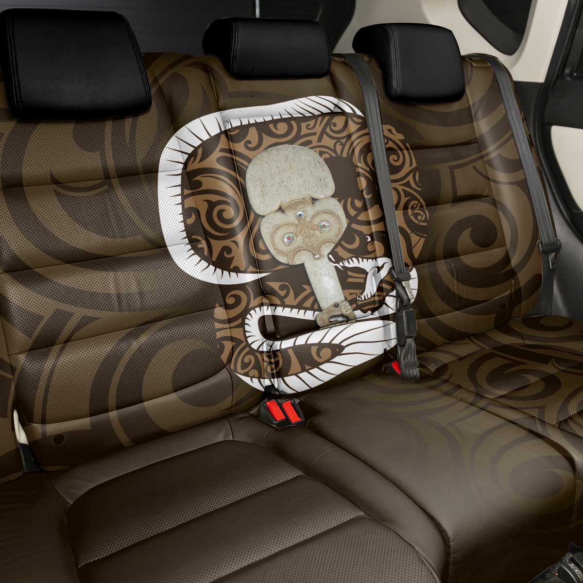 Gold New Zealand Eel Back Car Seat Cover Aotearoa Maori Tuna With Kotiate Weapon