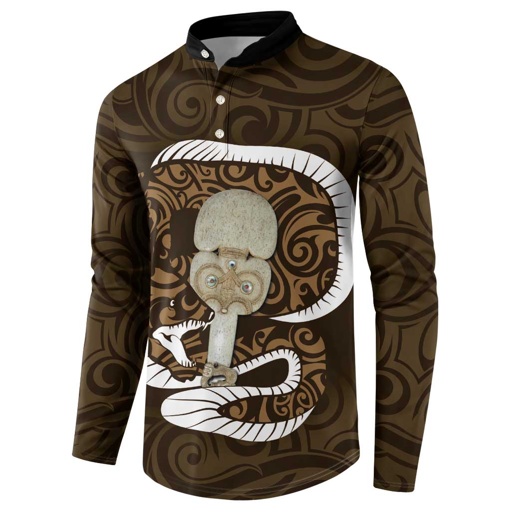 Gold New Zealand Eel Button Sweatshirt Aotearoa Maori Tuna With Kotiate Weapon LT14 - Polynesian Pride