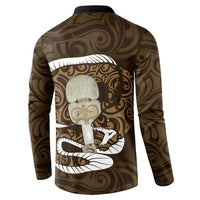 Gold New Zealand Eel Button Sweatshirt Aotearoa Maori Tuna With Kotiate Weapon LT14 - Polynesian Pride