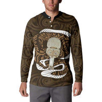 Gold New Zealand Eel Button Sweatshirt Aotearoa Maori Tuna With Kotiate Weapon LT14 - Polynesian Pride