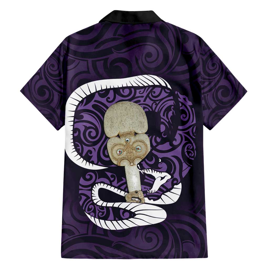 Purple New Zealand Eel Family Matching Long Sleeve Bodycon Dress and Hawaiian Shirt Aotearoa Maori Tuna With Kotiate Weapon LT14 - Polynesian Pride