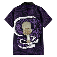 Purple New Zealand Eel Family Matching Long Sleeve Bodycon Dress and Hawaiian Shirt Aotearoa Maori Tuna With Kotiate Weapon LT14 - Polynesian Pride
