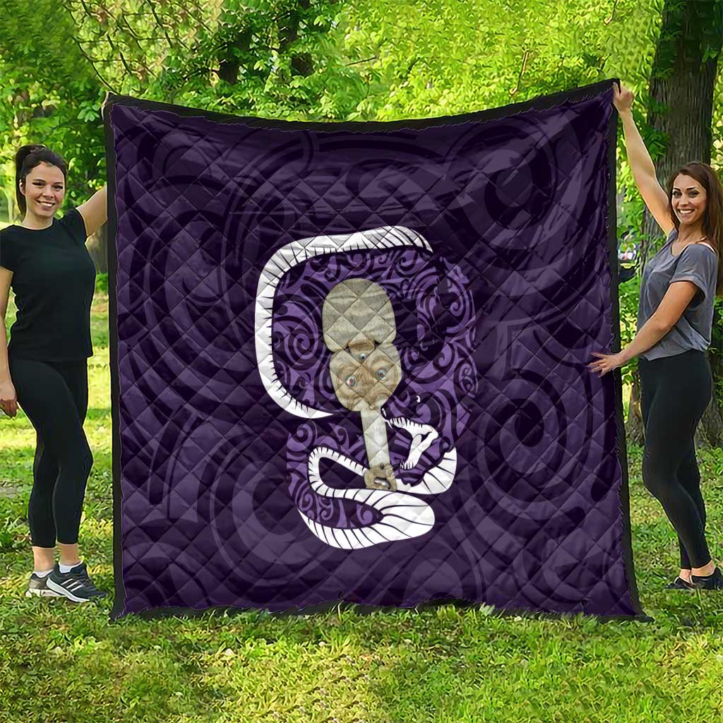 Purple New Zealand Eel Quilt Aotearoa Maori Tuna With Kotiate Weapon LT14 - Polynesian Pride