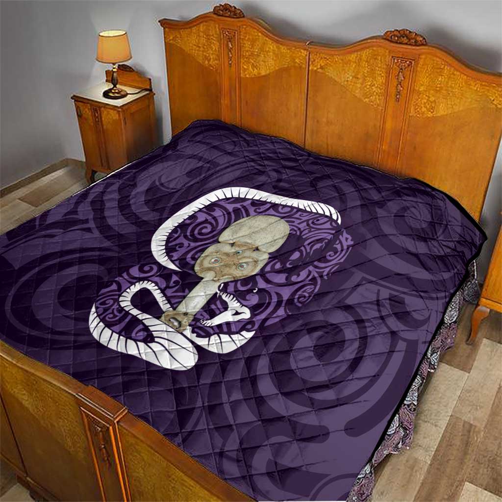 Purple New Zealand Eel Quilt Aotearoa Maori Tuna With Kotiate Weapon LT14 - Polynesian Pride