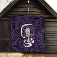 Purple New Zealand Eel Quilt Aotearoa Maori Tuna With Kotiate Weapon LT14 - Polynesian Pride