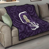 Purple New Zealand Eel Quilt Aotearoa Maori Tuna With Kotiate Weapon LT14 - Polynesian Pride
